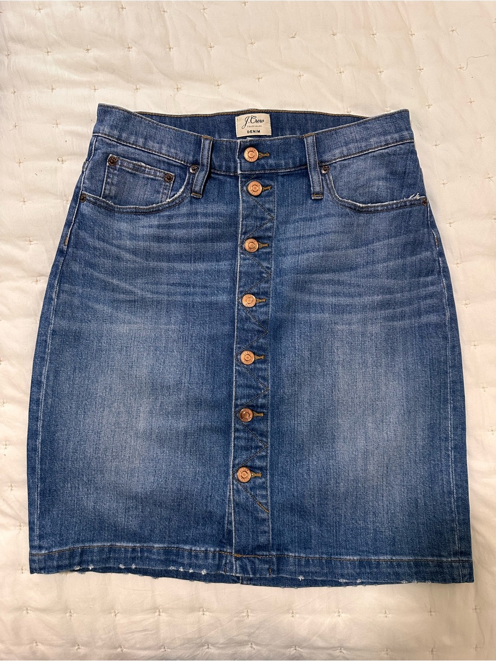 J. Crew Blue Button-Front Denim Mini Skirt